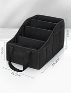 YOHOOLYO Auto Organizer Kinder Rücksitz mit 4 Fächern und 4 Getränkehalter zusammenklappbar Rückbank Beifahrersitz für Spielzeug Bücher Snacks Schwarz