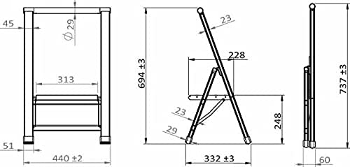 WENKO Leichte Aluminium Trittleiter mit 2 Stufen für 50 cm höheren Stand, rutschsichere XXL-Stufen, Design Klapptrittleiter, TÜV Süd Zertifiziert, 44 x 101 x 5,5 cm, Silber matt