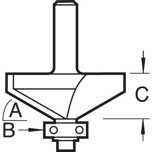 Trend CraftPro Fasenfräser-Bit, 1/4-Zoll-Schaft, 35,1 mm Schnittdurchmesser und 30-Grad-V-Nut, Wolframkarbidspitze, C139X1/4TC