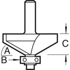 Trend CraftPro Fasenfräser-Bit, 1/4-Zoll-Schaft, 35,1 mm Schnittdurchmesser und 30-Grad-V-Nut, Wolframkarbidspitze, C139X1/4TC