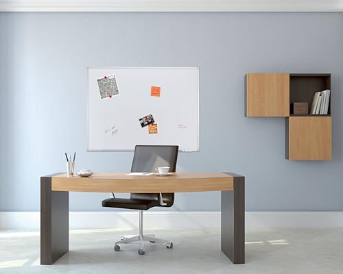 FRANKEN Magnetisches Whiteboard 200 x 100 cm, Magnettafel mit lackierter Stahl-Oberfläche, Schreibtafel inkl. FRANKEN Marker & Ablageschale, Für Büro, Home Office & Schule, Aluminiumrahmen, X-tra!Line