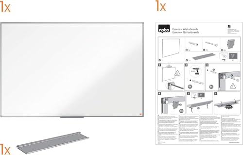 Nobo Amazon Exclusive Stahl-Magnettafel 240 x 120 cm – Trocken abwischbare Memotafel mit Aluminiumrahmen und Stifthalter, magnetische Wandtafel für Büro, Zuhause, Klassenzimmer