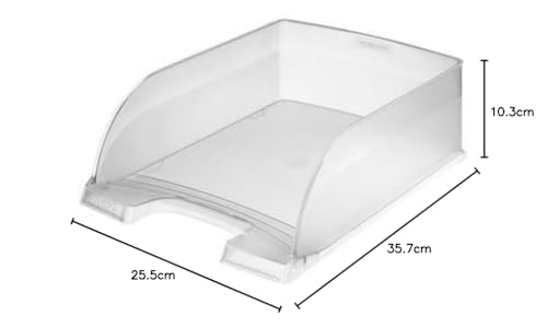 Leitz Briefkorb A4 Jumbo 4er Pack, Briefablage mit extra großem Fassungsvermögen in Premium-Qualität, Stapelbare Ablagefächer als Organizer, Kombinierbar mit Plus-Serie, Transparent, 52330003