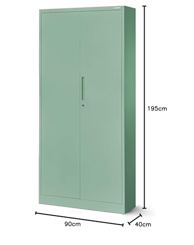 Jan Nowak Aktenschrank C001H Büroschrank Metallschrank Aufbewahrungsschrank 4 verstellbare Fachböden Pulverbeschichtet Abschließbar 195 cm x 90 cm x 40 cm (Pastellgrün)