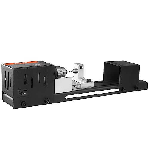 VEVOR Mini Drehbank 96W Drechselbank Max. Drehdurchmesser 70mm Drechselmaschine Spindeldrehzahl 4250–8500U/min Kopierdrechselbank mit 7-Gang-Einstellung Drehbank mit komplettem Zubehör