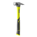 RYOBI Klauenhammer RH16FSS, Magnetischer Nagelhalter, 450 g, glatte Schlagfläche, Rutschfester Griff