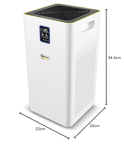 Kärcher Luftreiniger AF 20, Luftdurchsatz: 220m³/h, Raumgröße - 20-40 m², beseitigt 99,95% der Partikel bis zu 0,3μm wie Feinstaub, Aerosole, Allergene & Gerüche, Automatik-Funktion, Timer, Nachtmodus