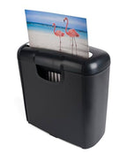 Pavo - Premium Aktenvernichter bis zu 6 Blatt, Streifenschnitt, Kreditkart-Schredder inklusive Papierkorb, 10 L, schwarz, 8038770