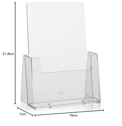 5 C160 Stück taymar DIN A5 Tisch-Prospekthalter, Prospektständer, glasklarer Flyerständer, Präsentationsständer