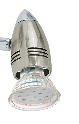 EGLO LED Deckenlampe Magnum LED, 4 flammige Deckenleuchte, Deckenstrahler aus Metall, Wohnzimmerlampe in Nickel-Matt, Chrom, Spots inkl. GU10 Leuchtmittel, warmweiß