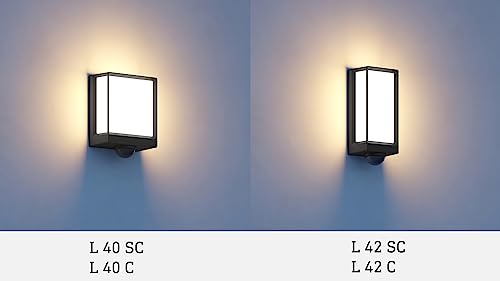 Steinel LED Außenwandleuchte L 40 SC Connect, 180° Bewegungsmelder, smarte Außenleuchte, Softlichtstart, bedienbar per App, anthrazit