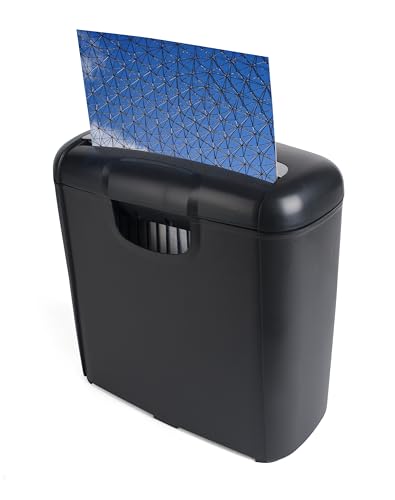 Pavo - Premium Aktenvernichter bis zu 6 Blatt, Streifenschnitt, Kreditkartenvernichter mit Papierkorb, 10 l, Schwarz, 8029310