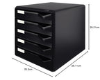 Leitz Post-Set mit 5 Schubladen, Schubladenset zur Aufbewahrung von Dokumenten und Büromaterialien, Schwarz, 52930095