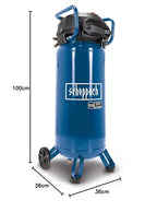 Scheppach Druckluft Kompressor stehend HC51V | 1500W mit 10bar Druck | 50L Kessel | Ansaugleistung 220 l/min | ölfrei/wartungsarm | Druckminderer, Fahrvorrichtung & 2 Schnellanschlusskupplungen