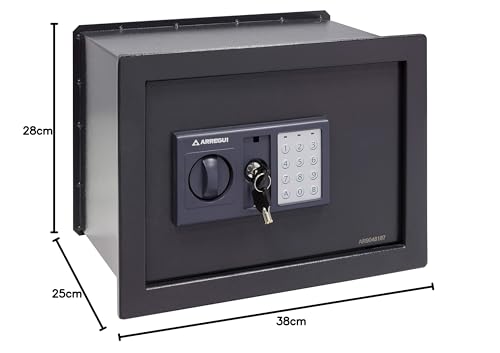 ARREGUI Class W25EB Wandtresor mit Zahlenschloss | Tresor Wandmontage mit Elektronikschloss | Doppelbolzen Verriegelung | Einfache Montage | Versteckter Tresor | 28 x 38 x 25 cm, 17 L