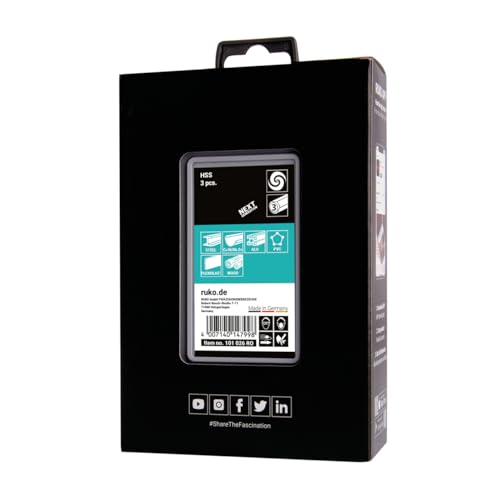 RUKO Stufenbohrer-Satz, HSS, spiralgenutet, FLOWSTEP Technologie für nahtlose Übergänge, kontrollierter Bohrvorgang, vielseitige Anwendung, 3-teilig