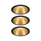 Paulmann 93404 LED Einbauleuchte Cole rund incl 3x6W dimmbar Einbaustrahler Schwarz, Gold matt Einbaulampe Kunststoff, Alu Zink Deckenspot 2700K