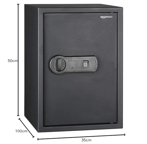 Amazon Basics Elektronisch Schlüssel Biometrisch Tresor mit Fingerabdruck-Verschlusssystem, 50 l, Schwarz