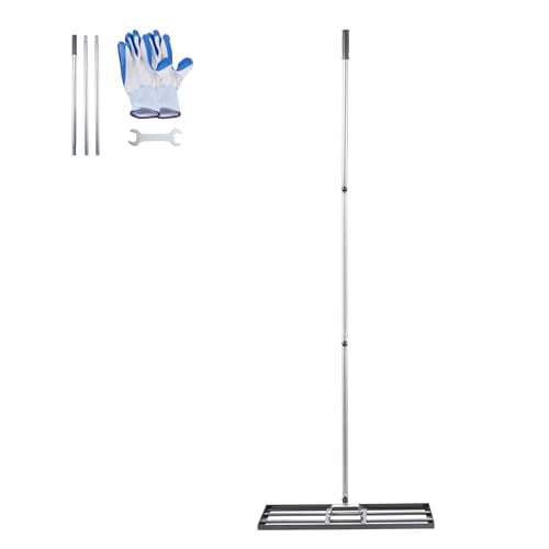 VEVOR Rasenrakel mit 213 cm Stiel, 762x254 mm Bodenplatte, Nivellierrechen aus Karbonstahl, Levelingrake, Rasen-Nivellierungsrechen für Rasenpflege, Rasen-Nivellierungsrechen, Hof und Golfplatz
