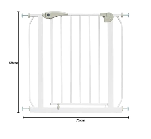 IB STYLE Treppenschutzgitter für Babys Berrin - Türschutzgitter, Absperrgitter für Haustiere, Feststellfunktion, Ohne Bohren, Weiß, 67-75 cm