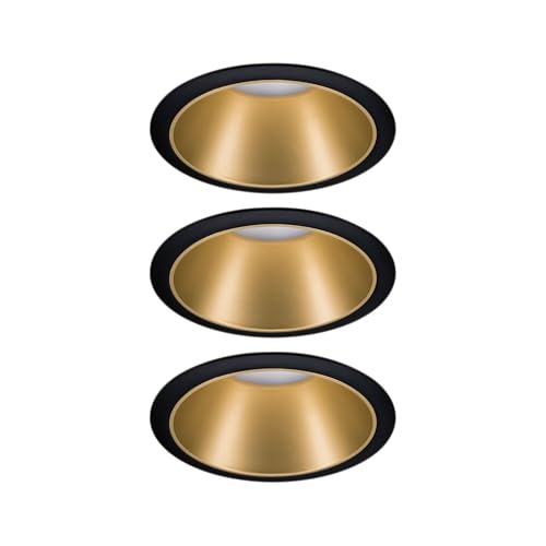 Paulmann 93404 LED Einbauleuchte Cole rund incl 3x6W dimmbar Einbaustrahler Schwarz, Gold matt Einbaulampe Kunststoff, Alu Zink Deckenspot 2700K