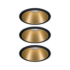 Paulmann 93404 LED Einbauleuchte Cole rund incl 3x6W dimmbar Einbaustrahler Schwarz, Gold matt Einbaulampe Kunststoff, Alu Zink Deckenspot 2700K