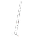 Hailo S100 ProfiLOT 3-teilige Alu-Kombileiter mit LOT-System - gleicht Unebenheiten aus - 2 x 9 + 1 x 8 profilierte Sprossen belastbar bis 150 kg - Aluleiter made in Germany - Leiter rostfrei - silber