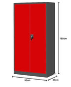 Jan Nowak Werkzeugschrank TC02AM Werkstattschrank mit Schubladen Flügeltüren Metallschrank 3 Fachböden Pulverbeschichtung 185 cm x 92 cm x 50 cm (Rot)