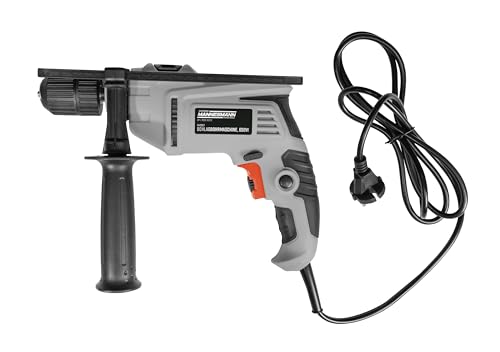 Brüder Mannesmann Schlagbohrmaschine, 650 Watt - Schlagbohrer mit 13 mm Schnellspannbohrfutter, Tiefenanschlag und Handgriff - kabelgebunden, mit Rechts- / Linkslauf - Schwarz, Grau - M12507