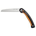 Fiskars Plus Klappsäge, Für dicke Stämme und Äste, 3 Schneidpositionen, Scharfes Power Tooth-Blatt, Grobzahnung, Blattlänge: 21 cm, Schwarz/Orange, SW69, 1067553