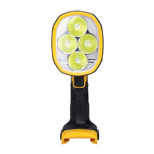 DEWALT Akku-LED-Strahler / Baustellenstrahler (18 V, max. 1.000 Lumen, max. 400 m Distanz, drei weiße und ein abgesoftete rote LED, drehbarer Lampenkopf, Lieferung ohne Akku und Ladegerät), DCL043