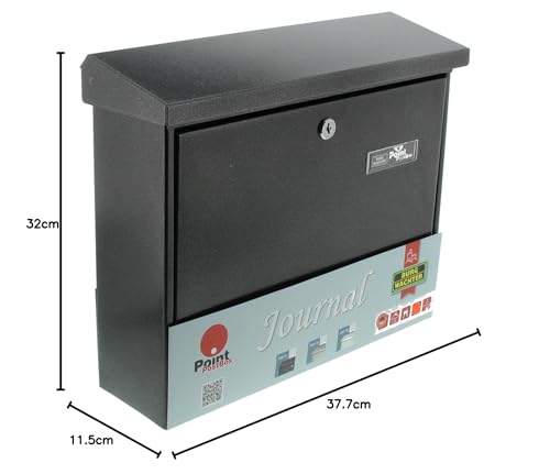 Burg Wächter Briefkasten, A4 Einwurf-Format, EU Norm EN 13724, Inkl. 2 Schlüsseln, Verzinkter Stahl, Journal 5867 E, Eisen, Stahl Eisenfärbig