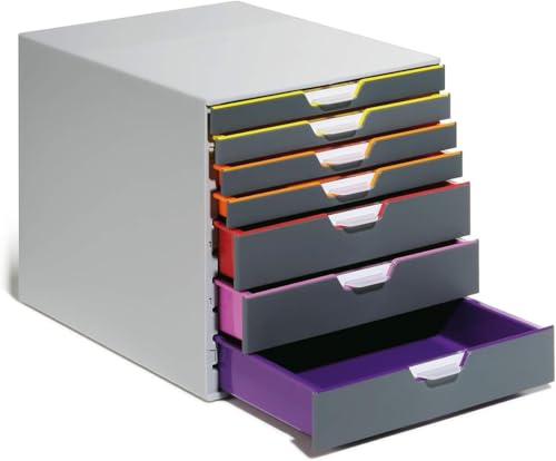 Durable Schubladenbox A4 (Varicolor) 10 Fächer für Dokumentenablage, mit Etiketten zur Beschriftung, mehrfarbig, 761027