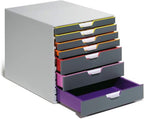 Durable Schubladenbox A4 (Varicolor) 10 Fächer für Dokumentenablage, mit Etiketten zur Beschriftung, mehrfarbig, 761027
