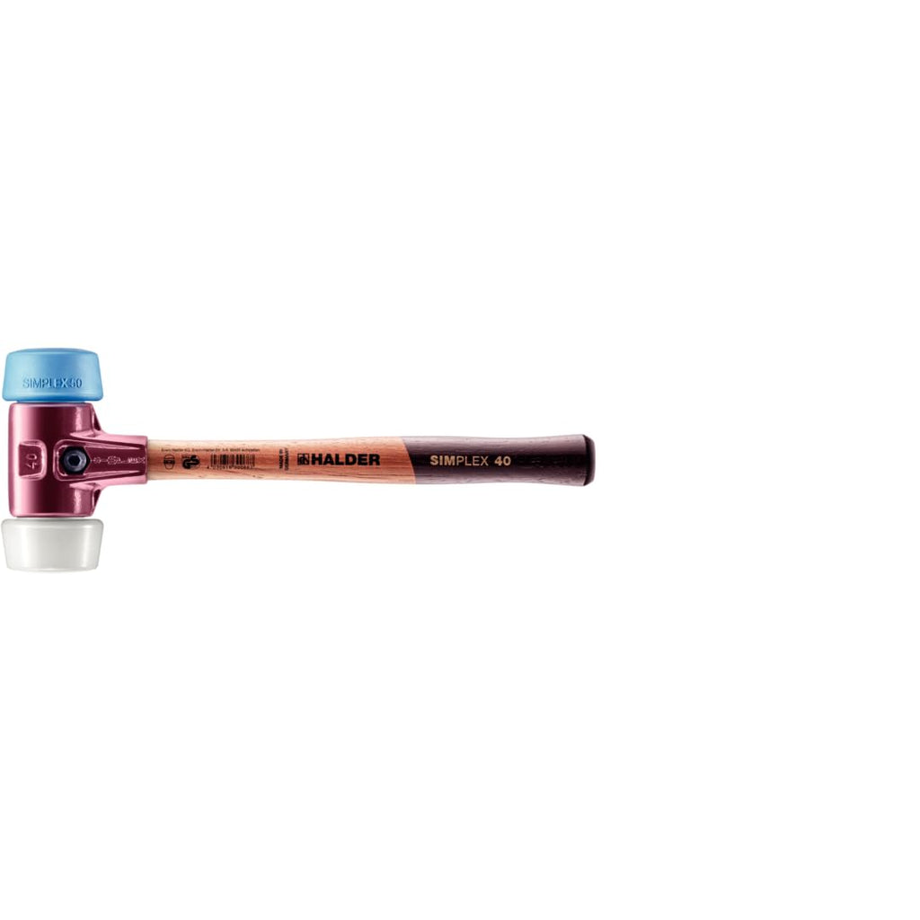 SIMPLEX-Schonhammer, TPE-soft/Superplastik; mit Tempergussgehäuse und hochwertigem Holzstiel | D=50 mm | 3017.051