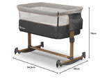 Lionelo Leonie 3 IN 1 Babybetten Babybett, Schaukelfunktion, 5-stufige Höhenverstellung, Schräglage, Matratze, Abnehmbare Seitenwand, Räder, Seitentasche, Einfach Transport