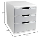 Exacompta 325041D Ablagebox Modulo mit 3 Schubladen für DIN A4+ Dokumente. Belastbare Schubladenbox mit hoher Kapazität für mehr Platz stapelbar grau/steingrau