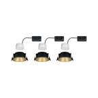 Paulmann 93404 LED Einbauleuchte Cole rund incl 3x6W dimmbar Einbaustrahler Schwarz, Gold matt Einbaulampe Kunststoff, Alu Zink Deckenspot 2700K
