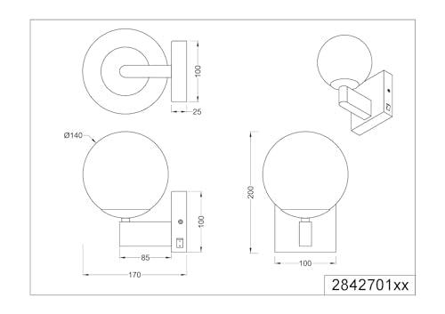 Trio Leuchten Badezimmer Wandleuchte Kula 284270106, Metall Chrom, Glas Weiß, exkl. 1x E14