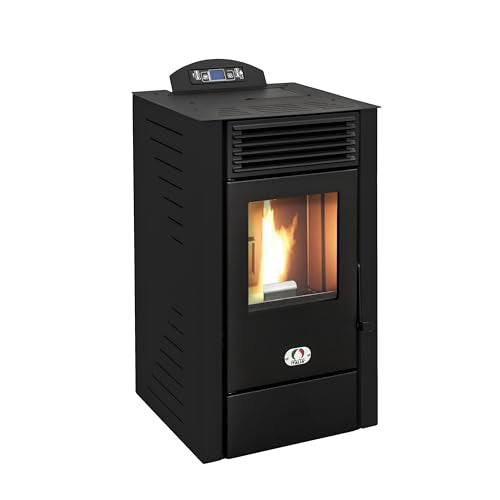 STUFE A PELLET ITALIA California 8 KW | Pelletöfen Effizienz 91% Heizt 70m² Autonomie 20 Std. Programmierbar 5 Geschwindigkeiten und Leistungsstufen Kompaktes Design 24 Monate Garantie Schwarz