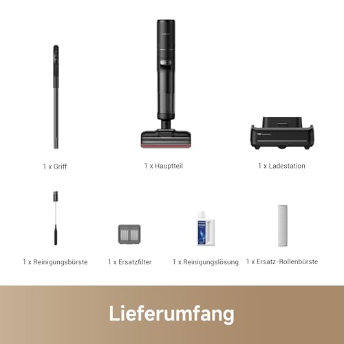 dreame H15 Pro Nass- und Trockensauger, GapFree AI DescendReach Roboterarm, dreifache Kantenabdeckung, 21.000 Pa Saugleistung, 0 Tangle, 100°C Bürstenwäsche, 5min 90°C Trocknung, 180° Lie-Flat