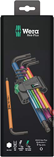 Wera 05073593001 950/9 Hex-Plus 1 SB Winkelschlüsselsatz, Mehrfarbig, metrisch, BlackLaser, 9-teilig, Mehrfarbig