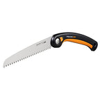 Fiskars Plus Klappsäge, Für dicke Stämme und Äste, 3 Schneidpositionen, Scharfes Power Tooth-Blatt, Grobzahnung, Blattlänge: 21 cm, Schwarz/Orange, SW69, 1067553
