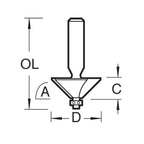 Trend Professioneller Mini-Fasenfräser 45 Grad, 1/4 Zoll Schaft, 14,3 mm Schnittdurchmesser, 6,35 mm Schnittlänge, Hartmetallbestückt, MB/05X1/4TC