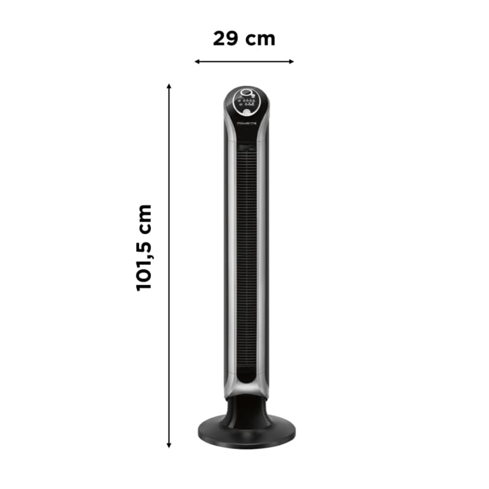 Rowenta VU6670 Eole Infinite, Turmventilator, Timer bis zu 8 Stunden, 3 Geschwindigkeiten, Fernbedienung, automatische Abschaltung, Piano Schwarz