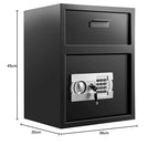 VEVOR Safe mit Einwurfschlitz Diebstahlsicherung, elektronischer Sicherheitstresor aus Kohlenstoffstahl, feuerfest, 2 Schlüssel, 2 Code-Sets, digitaler Safe LCD Dokument Waffe