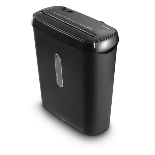 Hama Aktenvernichter Einzug Aktenvernichter professionell Home Office (Streifenschnitt, Schredder, elektrisch, 6 Blatt Papier, Reißwolf, 8 Liter Papierkorb, Sicherheitsstufe 2 DSGVO)