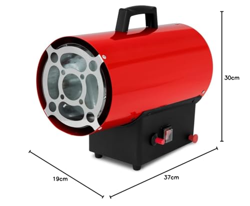 EBERTH Gasheizgebläse 15 kW Direkt, Heizkanone Gas, Luftdurchsatz 320 m³/h, Gasheizer mit Schlauch, Druckminderer, für Propan-/Butangasflasche, Gas Heizgebläse mit Überhitzungsschutz, Flammensicherung