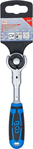 BGS 112 | Umschaltknarre mit Kugelkopf | feinverzahnt | 6,3 mm (1/4") | Schwenkkopf | ergonomisch | rutschfest | Knarre | Ratsche