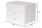 HAN Schubladenbox Allison SMART-BOX plus mit 2 Schubladen, Trennwand sowie Utensilienbox, inkl. Kabelführung, stapelbar, Büro, Schreibtisch, Küche, möbelschonende Gummifüße, 1100-12, hochglänzend weiß